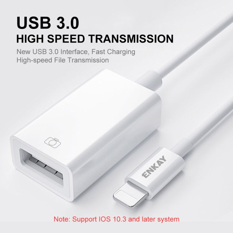 محول بيانات ENKAY ENK-AT108 من 8 دبابيس إلى USB 3.0 OTG لهواتف iPhone / iPad