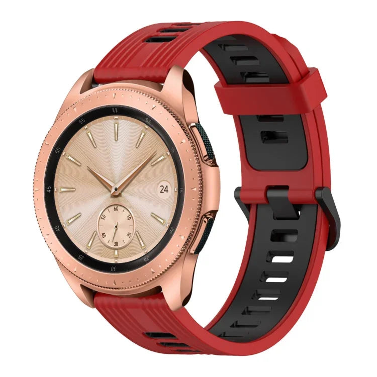 20mm Vertical Pattern Two-Color Silicone Watch Band, For Samsung Galaxy watch 42mm, For Samsung Gear Sport, For Samsung Gear S2 Classic