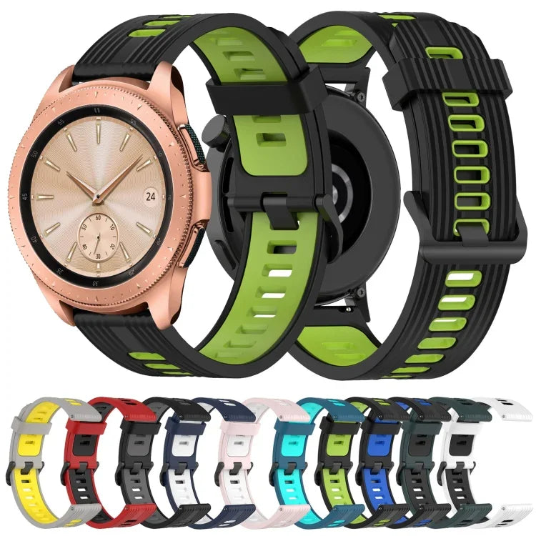 20mm Vertical Pattern Two-Color Silicone Watch Band, For Samsung Galaxy watch 42mm, For Samsung Gear Sport, For Samsung Gear S2 Classic