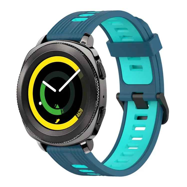 20mm Vertical Pattern Two-Color Silicone Watch Band, For Samsung Galaxy watch 42mm, For Samsung Gear Sport, For Samsung Gear S2 Classic