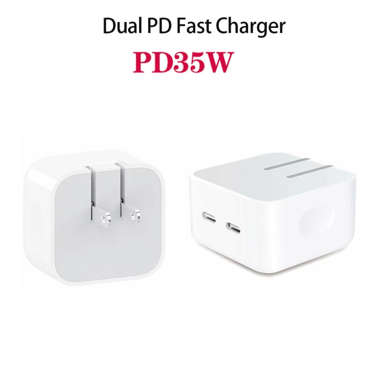 شاحن PD بقوة 35 واط بمنفذي USB-C / Type-C لسلسلة iPhone / iPad، قابس أمريكي، قابس أمريكي