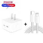 شاحن PD 35 واط بمنافذ USB-C / Type-C مزدوجة مع كابل بيانات Type-C إلى 8 بن، قابس الولايات المتحدة، قابس الولايات المتحدة + كابل 8 بن بطول 1 متر، قابس الولايات المتحدة + كابل 8 بن بطول 1.5 متر، قابس الولايات المتحدة + كابل 8 بن بطول 2 متر