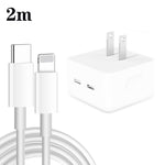 شاحن PD 35 واط بمنافذ USB-C / Type-C مزدوجة مع كابل بيانات Type-C إلى 8 بن، قابس الولايات المتحدة، قابس الولايات المتحدة + كابل 8 بن بطول 1 متر، قابس الولايات المتحدة + كابل 8 بن بطول 1.5 متر، قابس الولايات المتحدة + كابل 8 بن بطول 2 متر