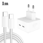 شاحن PD 35W بمنافذ USB-C / Type-C مزدوجة مع كابل بيانات Type-C إلى Type-C، قابس EU، قابس EU + كابل Type-C مزدوج بطول 1 متر، قابس EU + كابل Type-C مزدوج بطول 2 متر