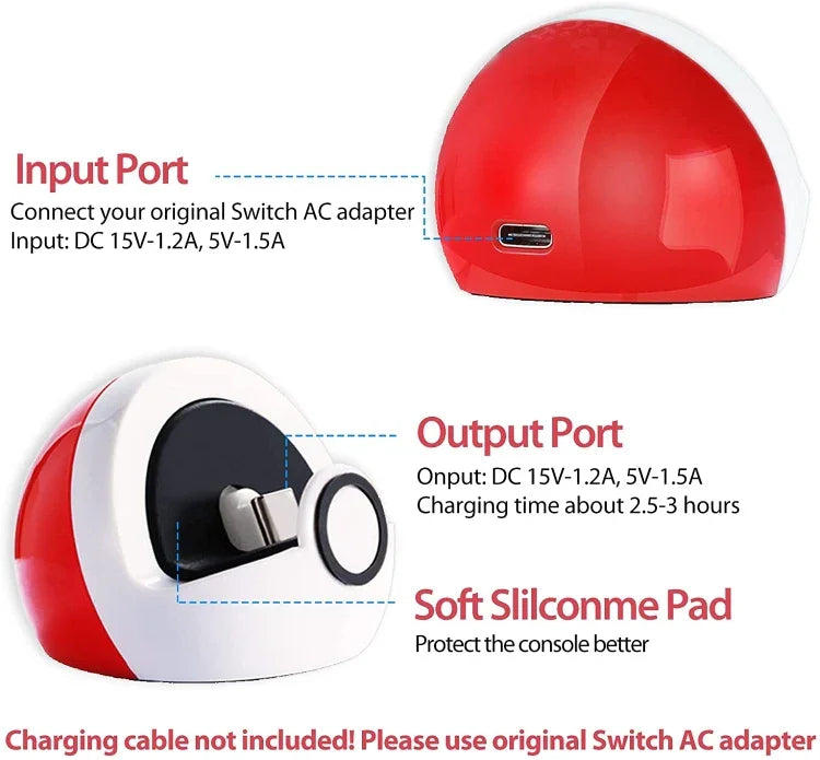 لـ Nintendo Switch و Switch Lite NS وحدة شحن محمولة صغيرة لوحدة تحكم ألعاب نينتندو، قاعدة شحن