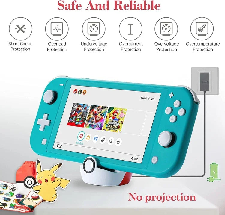 لـ Nintendo Switch و Switch Lite NS وحدة شحن محمولة صغيرة لوحدة تحكم ألعاب نينتندو، قاعدة شحن