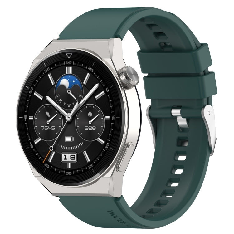 Protruding Head Silicone Strap Silver Buckle, For Huawei  Watch GT Runner 22mm, For Huawei Watch GT3 46mm 22mm, For Huawei Watch 3 / Watch3 Pro 22mm, For Huawei Watch GT2 Pro / GT2e 22mm