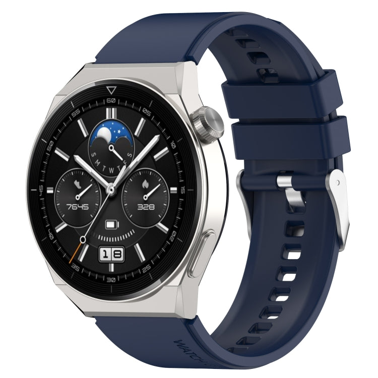 Protruding Head Silicone Strap Silver Buckle, For Huawei  Watch GT Runner 22mm, For Huawei Watch GT3 46mm 22mm, For Huawei Watch 3 / Watch3 Pro 22mm, For Huawei Watch GT2 Pro / GT2e 22mm