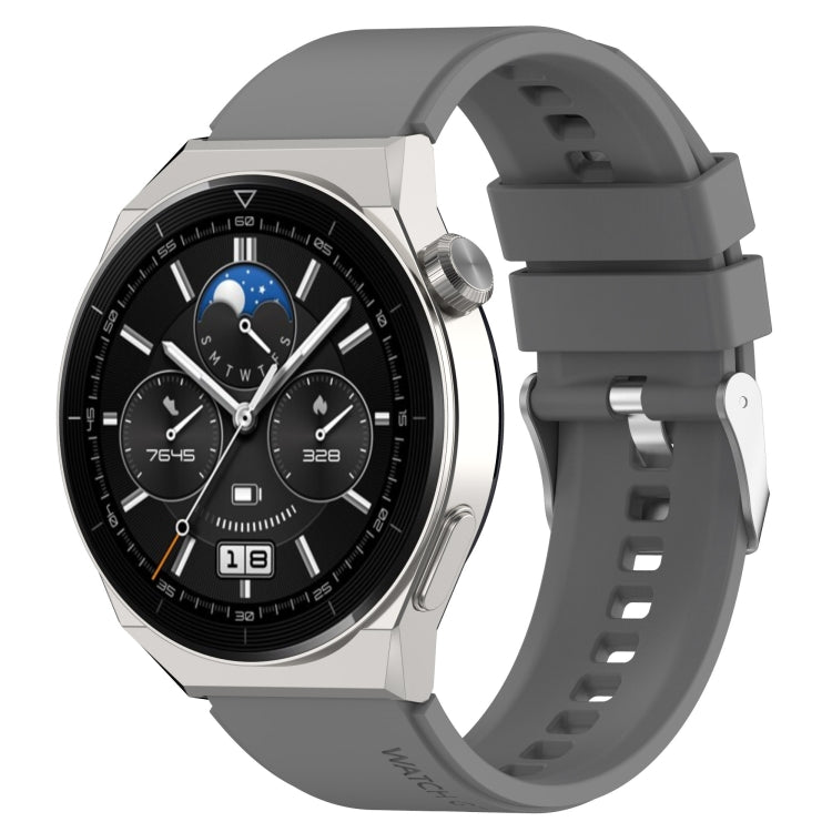 Protruding Head Silicone Strap Silver Buckle, For Huawei  Watch GT Runner 22mm, For Huawei Watch GT3 46mm 22mm, For Huawei Watch 3 / Watch3 Pro 22mm, For Huawei Watch GT2 Pro / GT2e 22mm