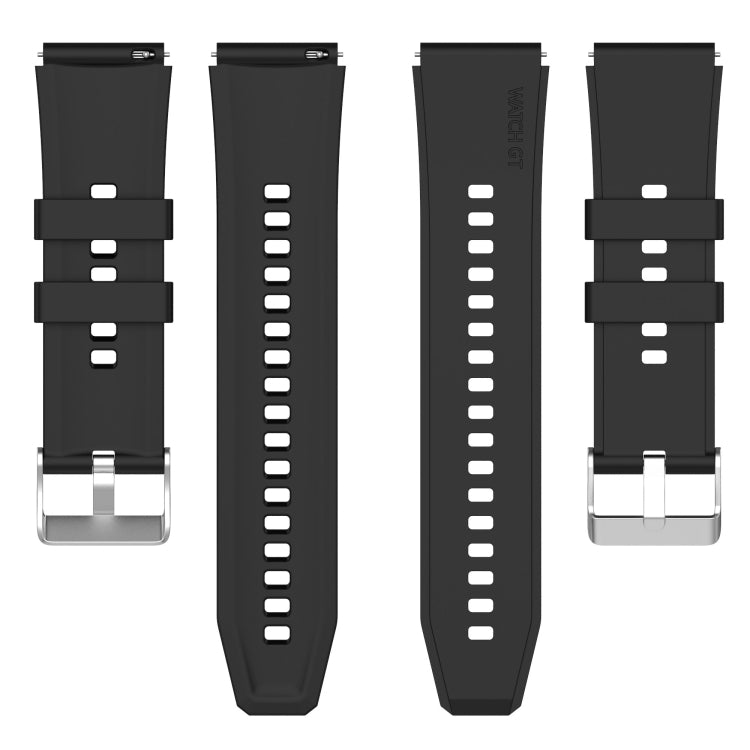 Protruding Head Silicone Strap Silver Buckle, For Huawei Watch GT 42mm/46mm / GT2 46mm 22mm, For Honor Watch GS Pro 22mm, For Honor Magic Watch 2 46mm 22mm, For Huawei Watch GT3 42mm 20mm
