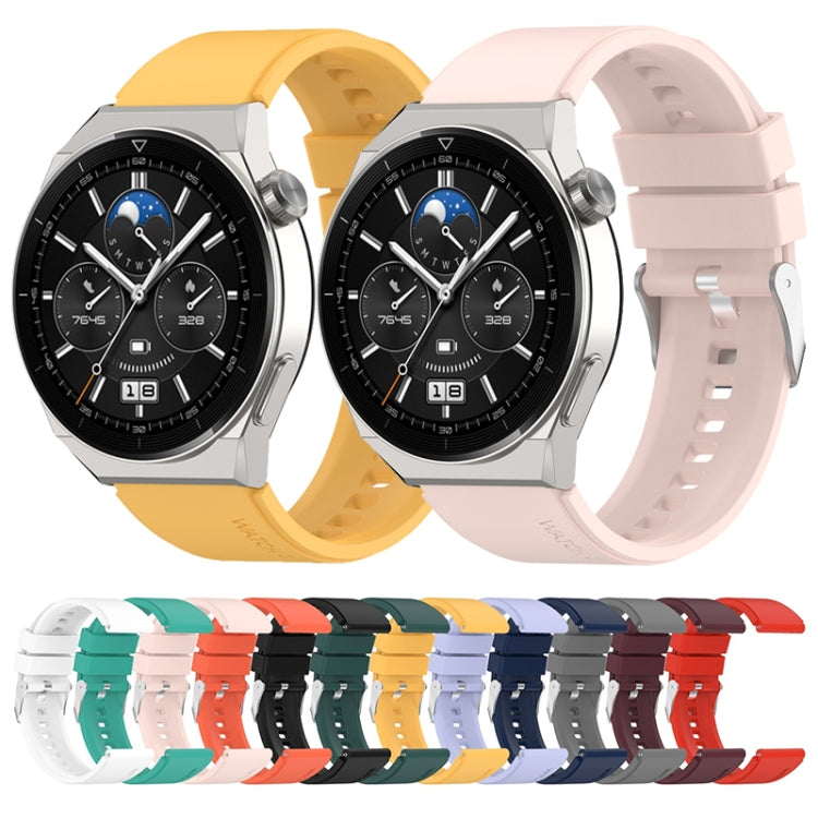 Protruding Head Silicone Strap Silver Buckle, For Huawei Watch GT 42mm/46mm / GT2 46mm 22mm, For Honor Watch GS Pro 22mm, For Honor Magic Watch 2 46mm 22mm, For Huawei Watch GT3 42mm 20mm