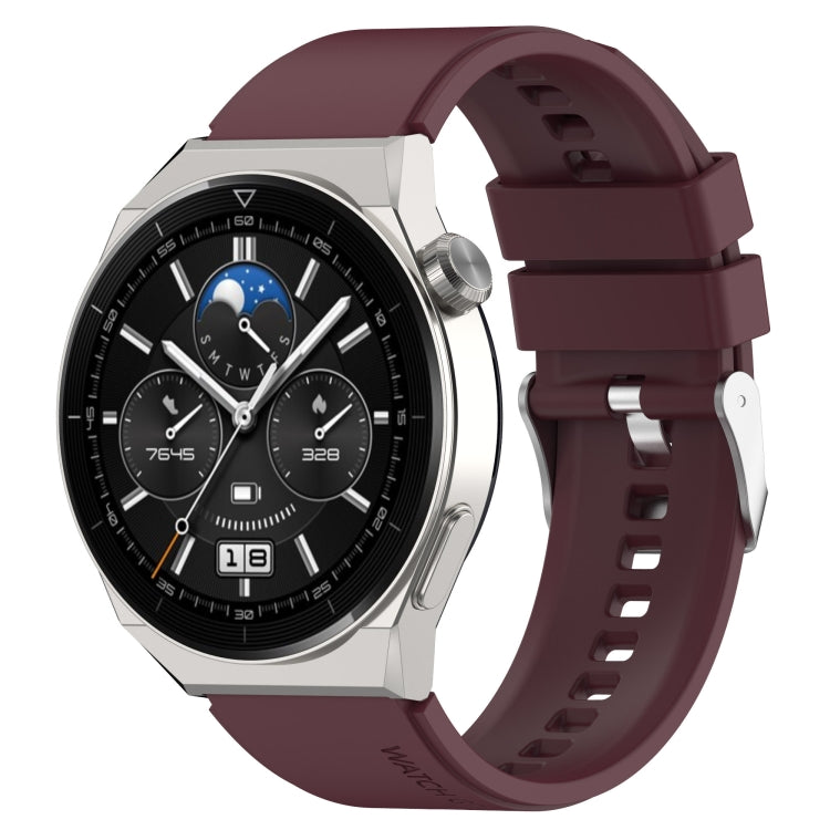 Protruding Head Silicone Strap Silver Buckle, For Huawei Watch GT 42mm/46mm / GT2 46mm 22mm, For Honor Watch GS Pro 22mm, For Honor Magic Watch 2 46mm 22mm, For Huawei Watch GT3 42mm 20mm