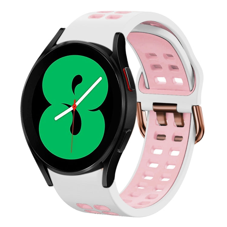 سوار ساعة سيليكون قابل للتنفس بلونين 20مم، لـ Samsung Galaxy Watch 4 مقاس 44مم، لـ Samsung Galaxy Watch 4 Classic مقاس 46مم