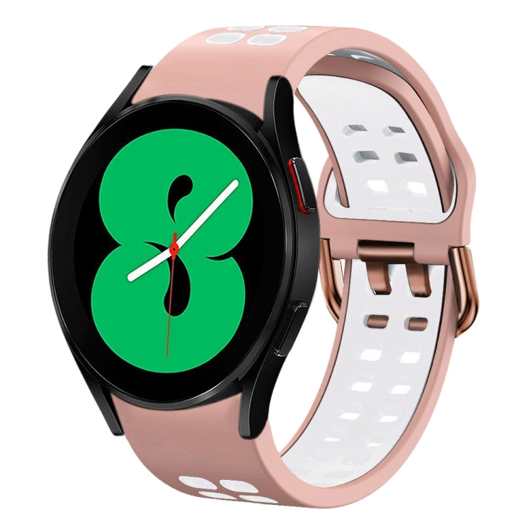 سوار ساعة سيليكون قابل للتنفس بلونين 20مم، لـ Samsung Galaxy Watch 4 مقاس 44مم، لـ Samsung Galaxy Watch 4 Classic مقاس 46مم