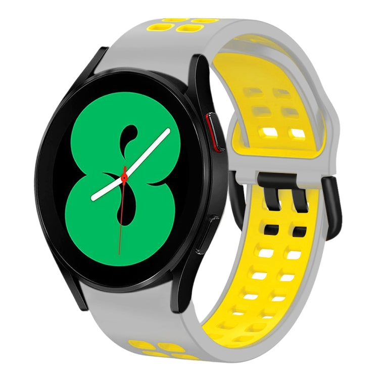 سوار ساعة سيليكون قابل للتنفس بلونين 20مم، لـ Samsung Galaxy Watch 4 مقاس 44مم، لـ Samsung Galaxy Watch 4 Classic مقاس 46مم