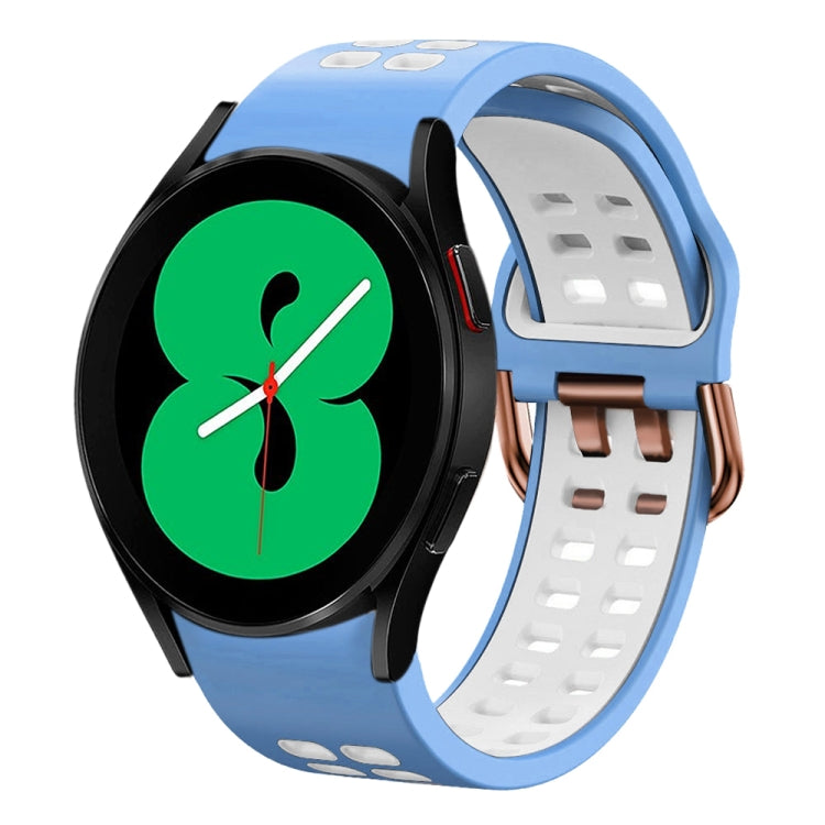 سوار ساعة سيليكون قابل للتنفس بلونين 20مم، لـ Samsung Galaxy Watch 4 مقاس 44مم، لـ Samsung Galaxy Watch 4 Classic مقاس 46مم