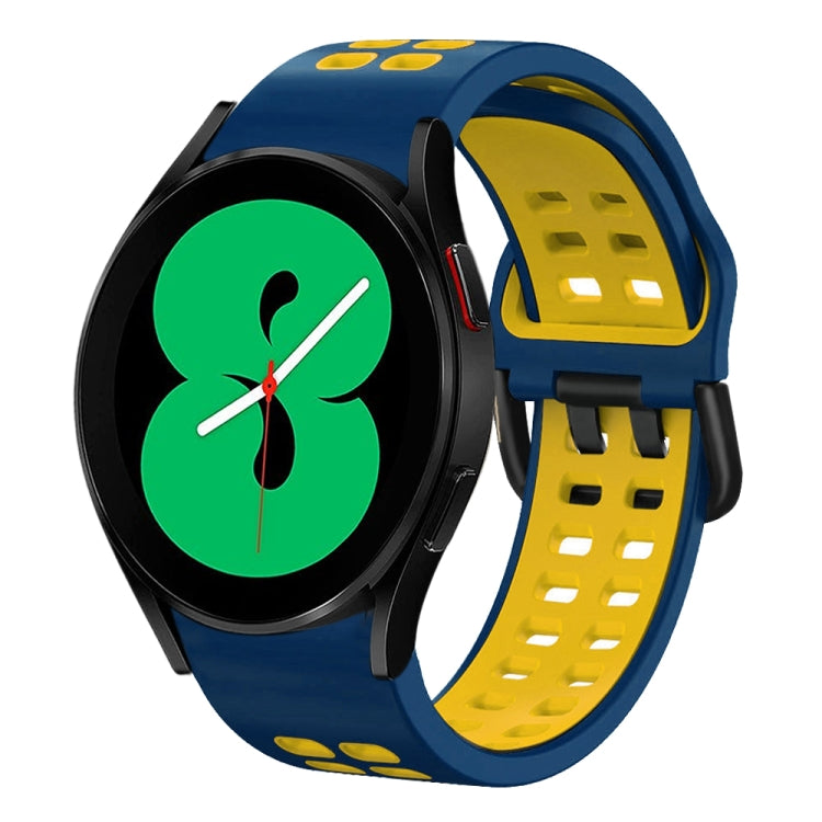 سوار ساعة سيليكون قابل للتنفس بلونين 20مم، لـ Samsung Galaxy Watch 4 مقاس 44مم، لـ Samsung Galaxy Watch 4 Classic مقاس 46مم