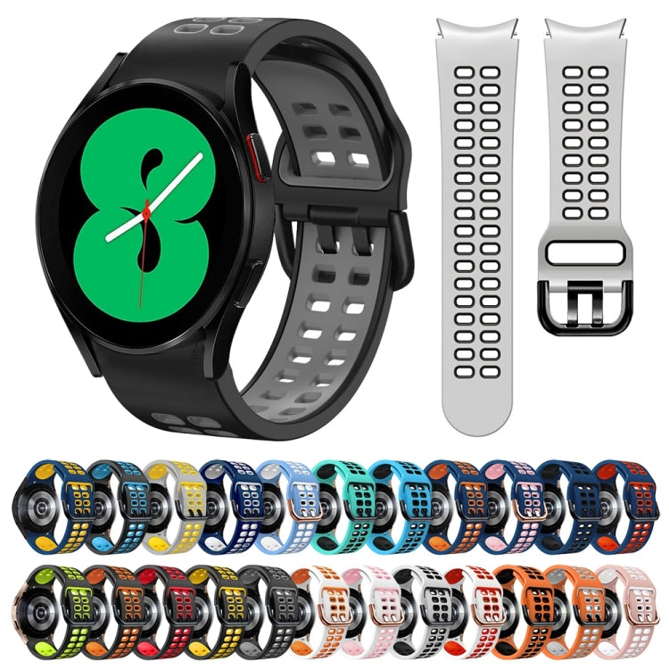 سوار ساعة سيليكون قابل للتنفس بلونين 20مم، لـ Samsung Galaxy Watch 4 مقاس 44مم، لـ Samsung Galaxy Watch 4 Classic مقاس 46مم