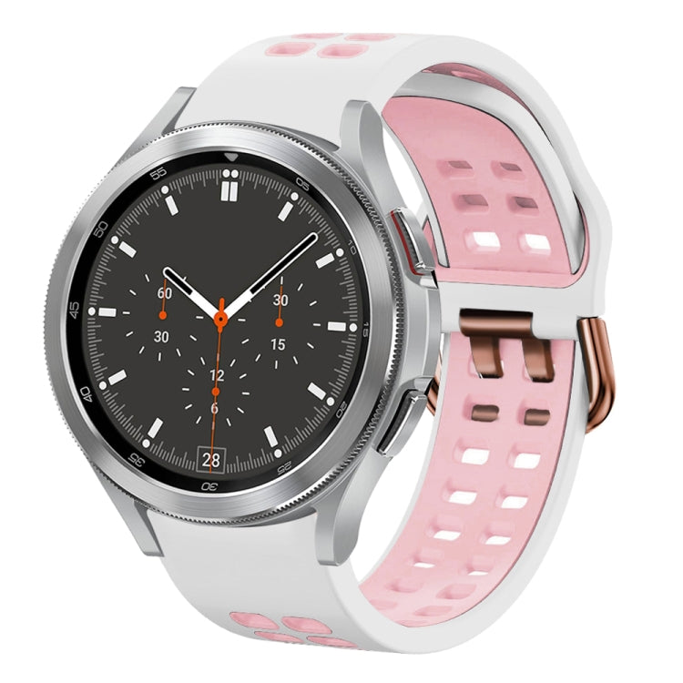 سوار ساعة سيليكون قابل للتنفس بلونين 20مم، لـ Samsung Galaxy Watch 4 مقاس 44مم، لـ Samsung Galaxy Watch 4 Classic مقاس 46مم