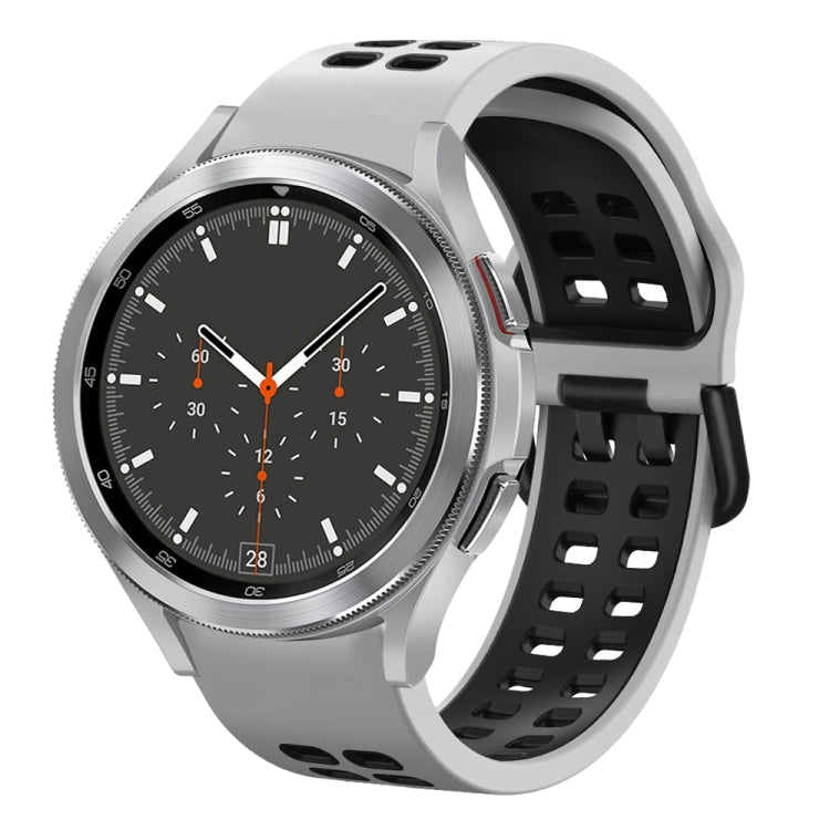 سوار ساعة سيليكون قابل للتنفس بلونين 20مم، لـ Samsung Galaxy Watch 4 مقاس 44مم، لـ Samsung Galaxy Watch 4 Classic مقاس 46مم