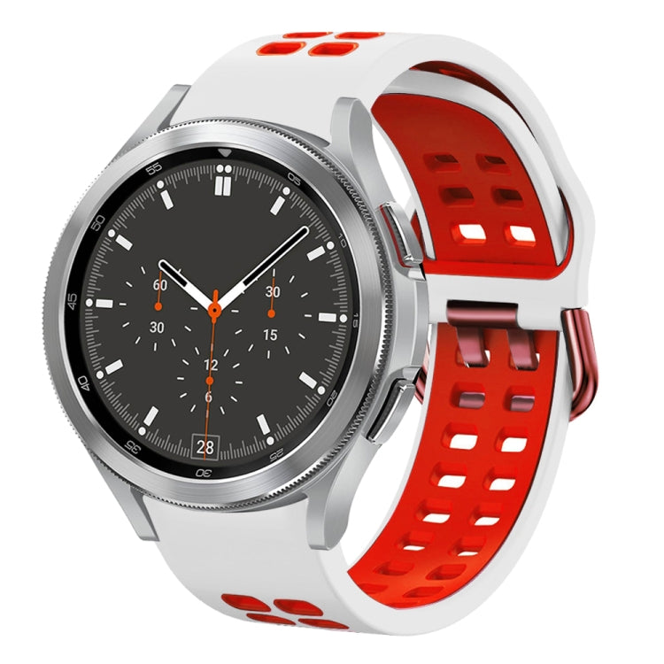 سوار ساعة سيليكون قابل للتنفس بلونين 20مم، لـ Samsung Galaxy Watch 4 مقاس 44مم، لـ Samsung Galaxy Watch 4 Classic مقاس 46مم