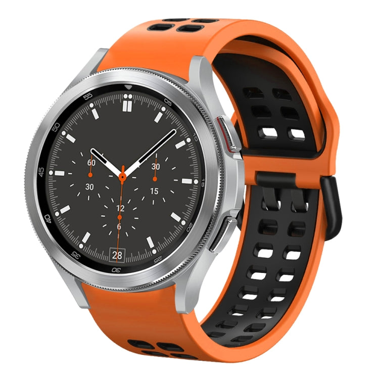 سوار ساعة سيليكون قابل للتنفس بلونين 20مم، لـ Samsung Galaxy Watch 4 مقاس 44مم، لـ Samsung Galaxy Watch 4 Classic مقاس 46مم