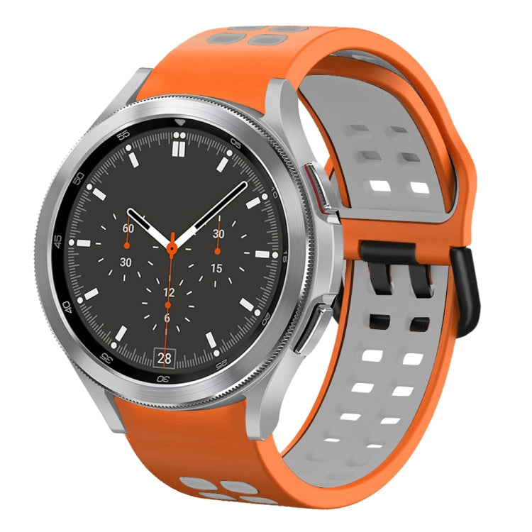 سوار ساعة سيليكون قابل للتنفس بلونين 20مم، لـ Samsung Galaxy Watch 4 مقاس 44مم، لـ Samsung Galaxy Watch 4 Classic مقاس 46مم