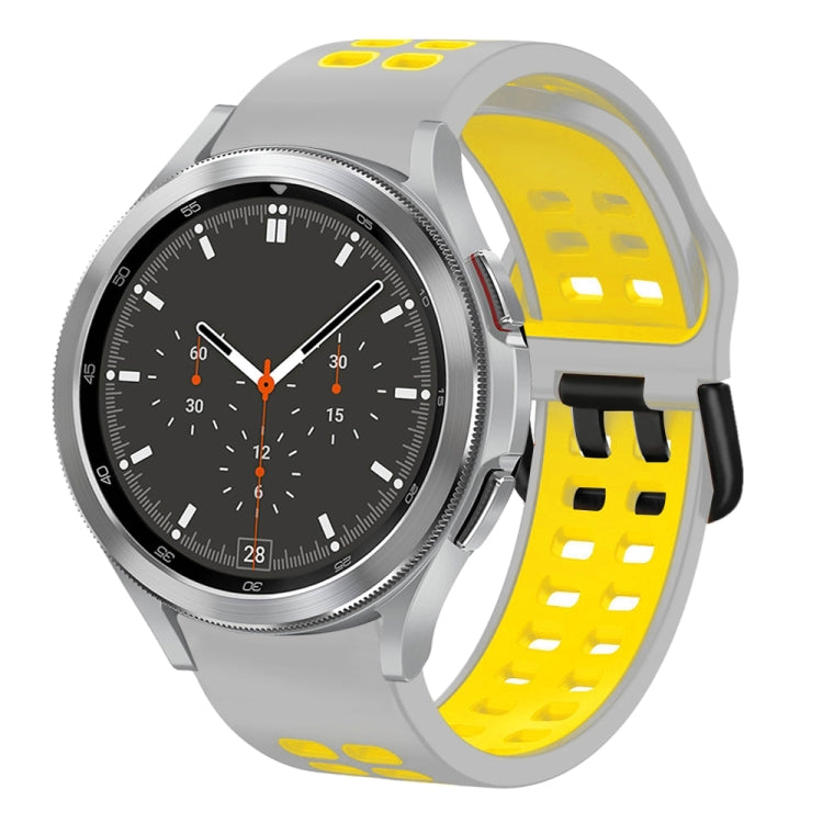 سوار ساعة سيليكون قابل للتنفس بلونين 20مم، لـ Samsung Galaxy Watch 4 مقاس 44مم، لـ Samsung Galaxy Watch 4 Classic مقاس 46مم