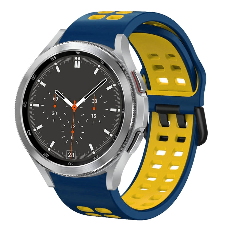 سوار ساعة سيليكون قابل للتنفس بلونين 20مم، لـ Samsung Galaxy Watch 4 مقاس 44مم، لـ Samsung Galaxy Watch 4 Classic مقاس 46مم