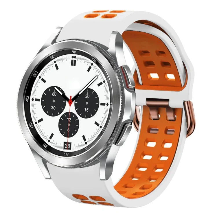 سوار ساعة سيليكون قابل للتنفس بلونين مقاس 20مم، لساعات Samsung Galaxy Watch 4 Classic مقاس 42مم، ولـ Galaxy Watch Active 2