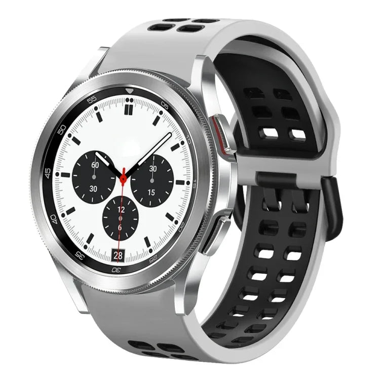 سوار ساعة سيليكون قابل للتنفس بلونين مقاس 20مم، لساعات Samsung Galaxy Watch 4 Classic مقاس 42مم، ولـ Galaxy Watch Active 2