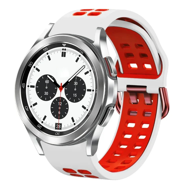 سوار ساعة سيليكون قابل للتنفس بلونين مقاس 20مم، لساعات Samsung Galaxy Watch 4 Classic مقاس 42مم، ولـ Galaxy Watch Active 2