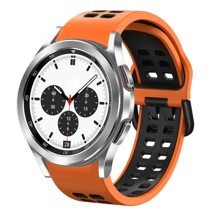 سوار ساعة سيليكون قابل للتنفس بلونين مقاس 20مم، لساعات Samsung Galaxy Watch 4 Classic مقاس 42مم، ولـ Galaxy Watch Active 2