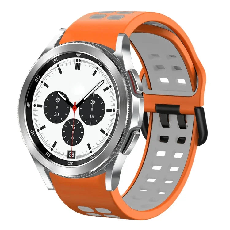 سوار ساعة سيليكون قابل للتنفس بلونين مقاس 20مم، لساعات Samsung Galaxy Watch 4 Classic مقاس 42مم، ولـ Galaxy Watch Active 2