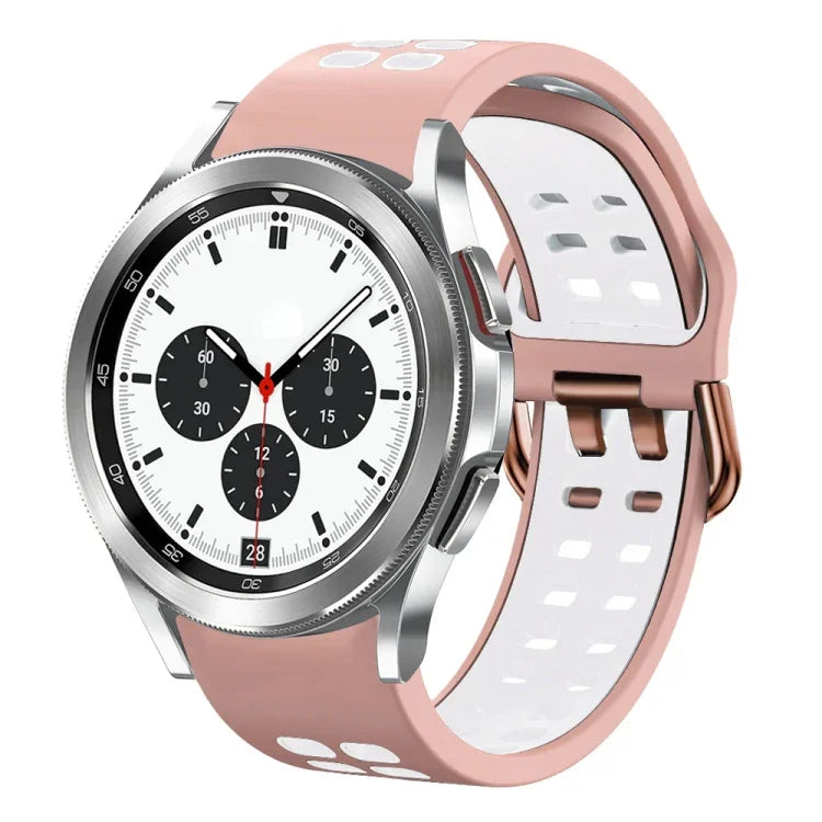 سوار ساعة سيليكون قابل للتنفس بلونين مقاس 20مم، لساعات Samsung Galaxy Watch 4 Classic مقاس 42مم، ولـ Galaxy Watch Active 2