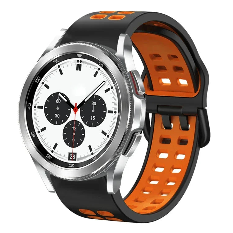 سوار ساعة سيليكون قابل للتنفس بلونين مقاس 20مم، لساعات Samsung Galaxy Watch 4 Classic مقاس 42مم، ولـ Galaxy Watch Active 2