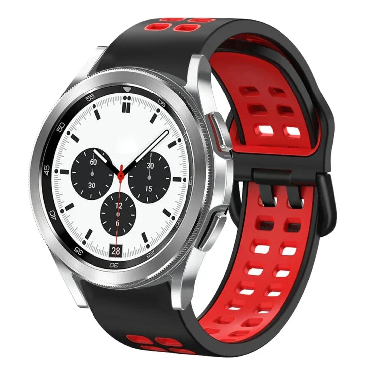 سوار ساعة سيليكون قابل للتنفس بلونين مقاس 20مم، لساعات Samsung Galaxy Watch 4 Classic مقاس 42مم، ولـ Galaxy Watch Active 2