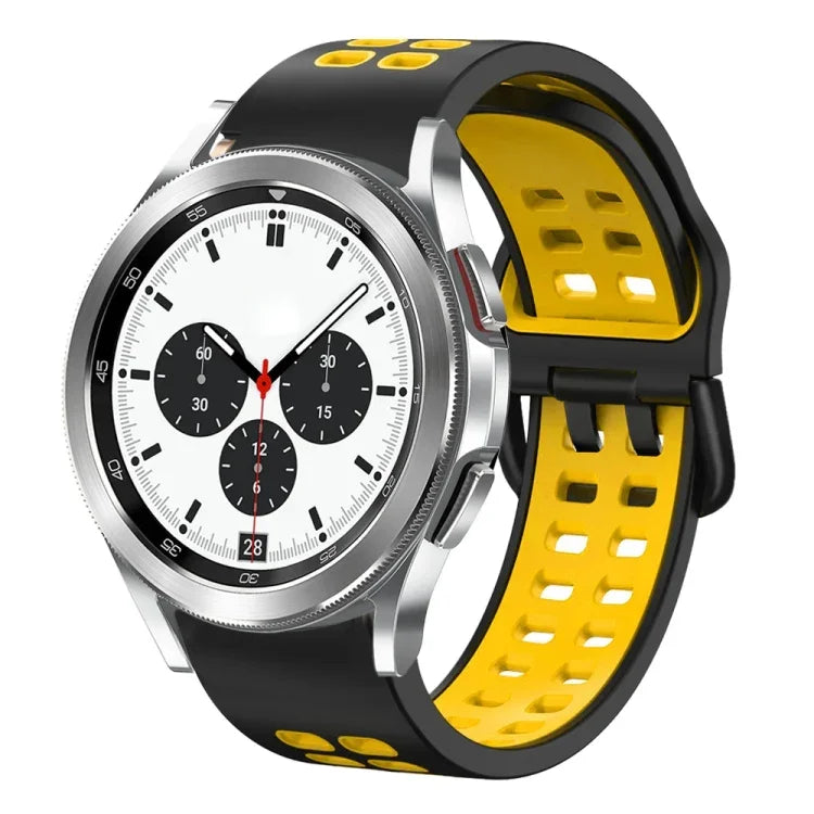 سوار ساعة سيليكون قابل للتنفس بلونين مقاس 20مم، لساعات Samsung Galaxy Watch 4 Classic مقاس 42مم، ولـ Galaxy Watch Active 2
