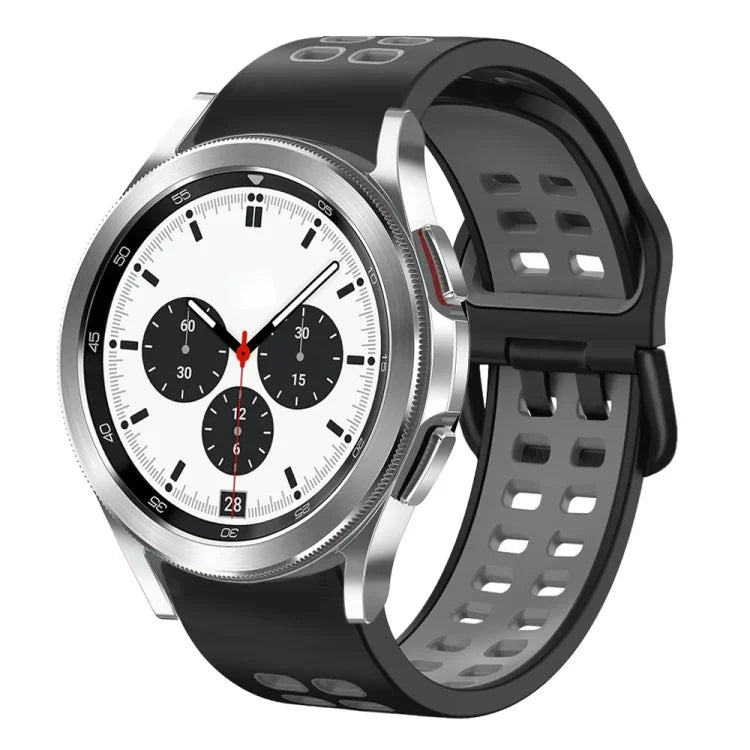 سوار ساعة سيليكون قابل للتنفس بلونين مقاس 20مم، لساعات Samsung Galaxy Watch 4 Classic مقاس 42مم، ولـ Galaxy Watch Active 2
