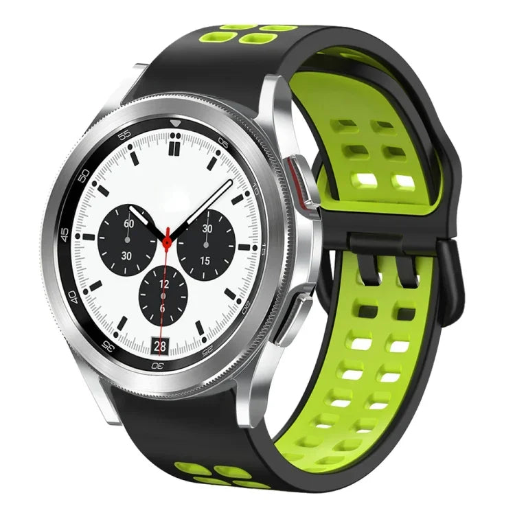 سوار ساعة سيليكون قابل للتنفس بلونين مقاس 20مم، لساعات Samsung Galaxy Watch 4 Classic مقاس 42مم، ولـ Galaxy Watch Active 2