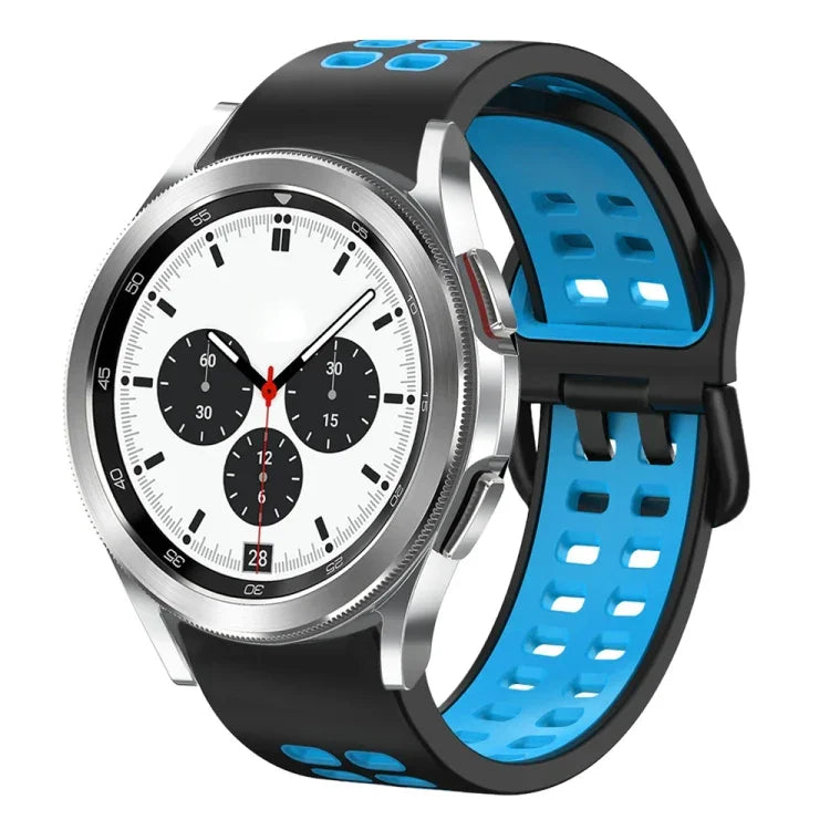 سوار ساعة سيليكون قابل للتنفس بلونين مقاس 20مم، لساعات Samsung Galaxy Watch 4 Classic مقاس 42مم، ولـ Galaxy Watch Active 2