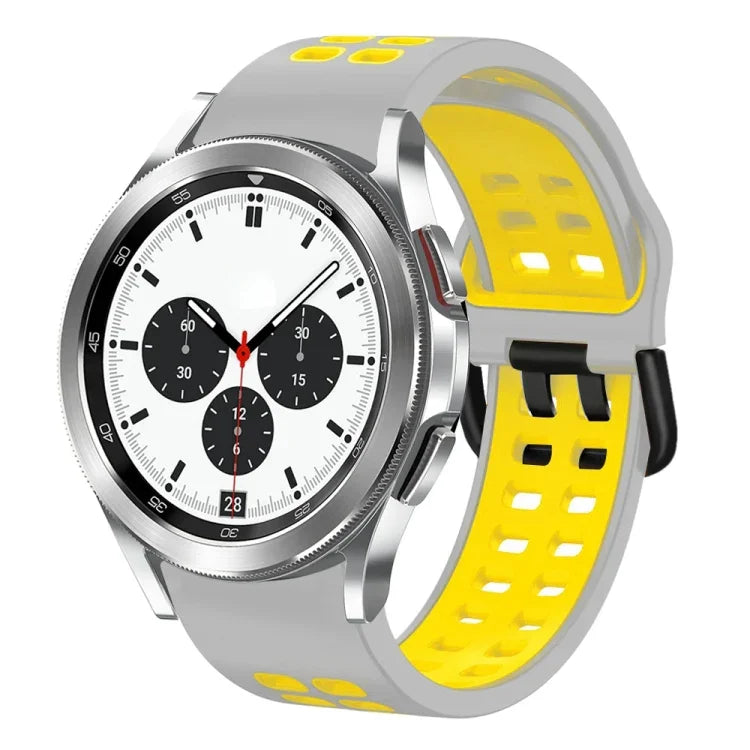 سوار ساعة سيليكون قابل للتنفس بلونين مقاس 20مم، لساعات Samsung Galaxy Watch 4 Classic مقاس 42مم، ولـ Galaxy Watch Active 2
