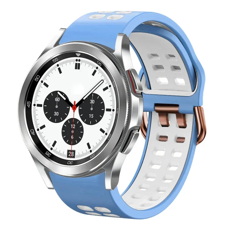 سوار ساعة سيليكون قابل للتنفس بلونين مقاس 20مم، لساعات Samsung Galaxy Watch 4 Classic مقاس 42مم، ولـ Galaxy Watch Active 2