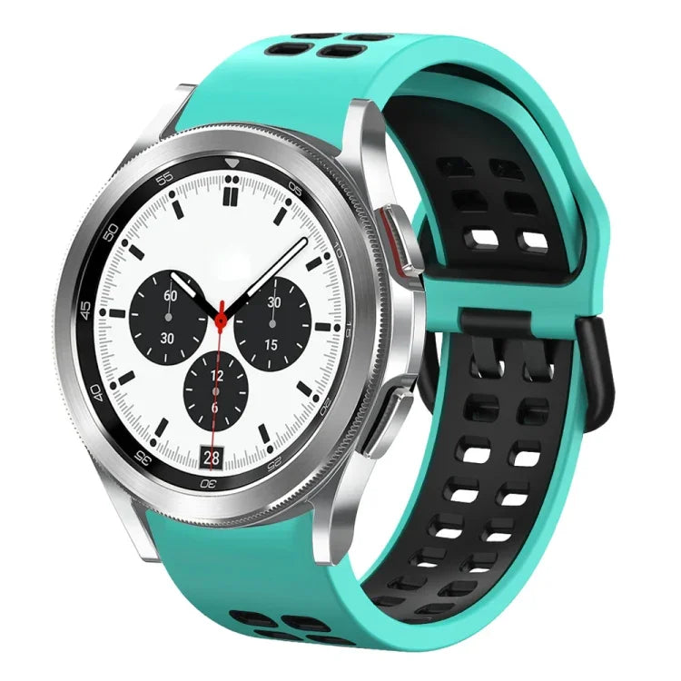 سوار ساعة سيليكون قابل للتنفس بلونين مقاس 20مم، لساعات Samsung Galaxy Watch 4 Classic مقاس 42مم، ولـ Galaxy Watch Active 2