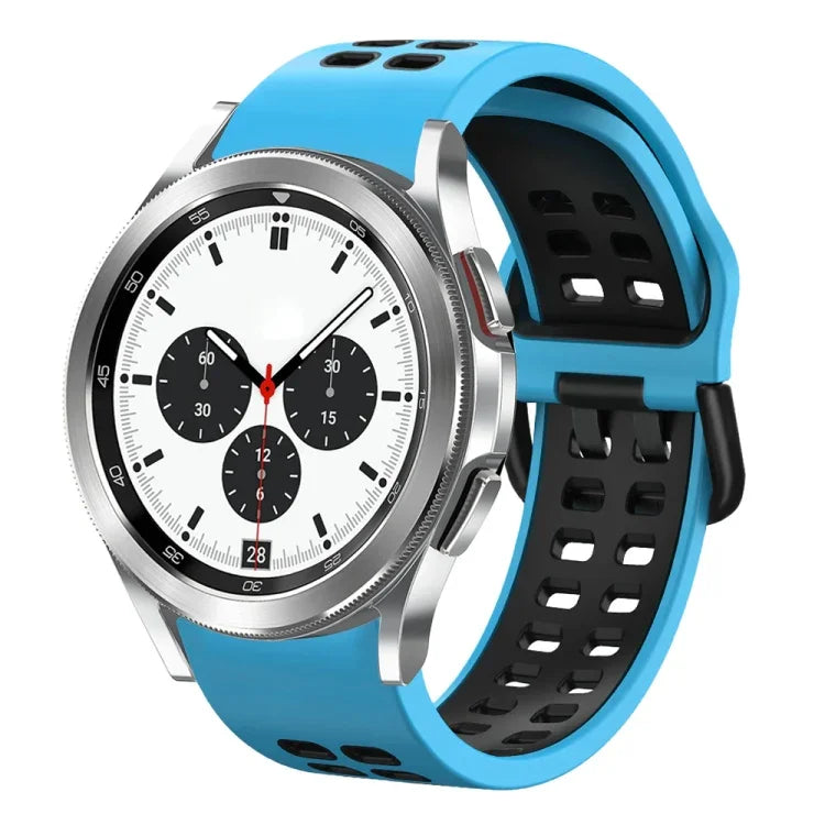 سوار ساعة سيليكون قابل للتنفس بلونين مقاس 20مم، لساعات Samsung Galaxy Watch 4 Classic مقاس 42مم، ولـ Galaxy Watch Active 2