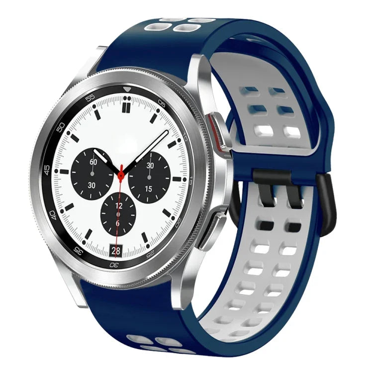 سوار ساعة سيليكون قابل للتنفس بلونين مقاس 20مم، لساعات Samsung Galaxy Watch 4 Classic مقاس 42مم، ولـ Galaxy Watch Active 2