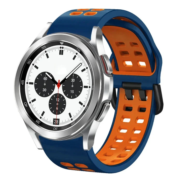 سوار ساعة سيليكون قابل للتنفس بلونين مقاس 20مم، لساعات Samsung Galaxy Watch 4 Classic مقاس 42مم، ولـ Galaxy Watch Active 2