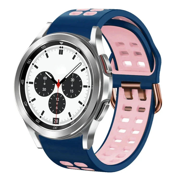 سوار ساعة سيليكون قابل للتنفس بلونين مقاس 20مم، لساعات Samsung Galaxy Watch 4 Classic مقاس 42مم، ولـ Galaxy Watch Active 2