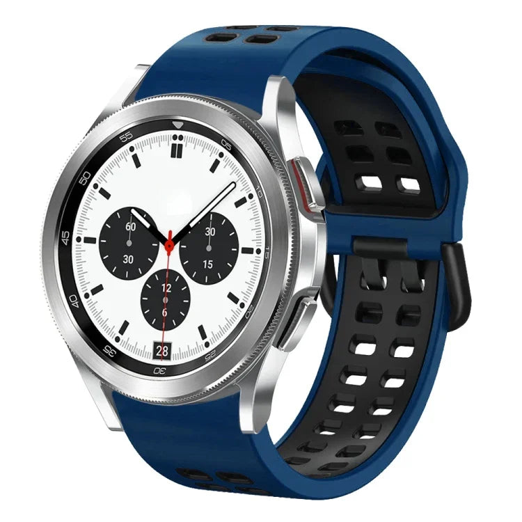 سوار ساعة سيليكون قابل للتنفس بلونين مقاس 20مم، لساعات Samsung Galaxy Watch 4 Classic مقاس 42مم، ولـ Galaxy Watch Active 2