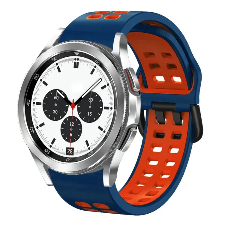 سوار ساعة سيليكون قابل للتنفس بلونين مقاس 20مم، لساعات Samsung Galaxy Watch 4 Classic مقاس 42مم، ولـ Galaxy Watch Active 2